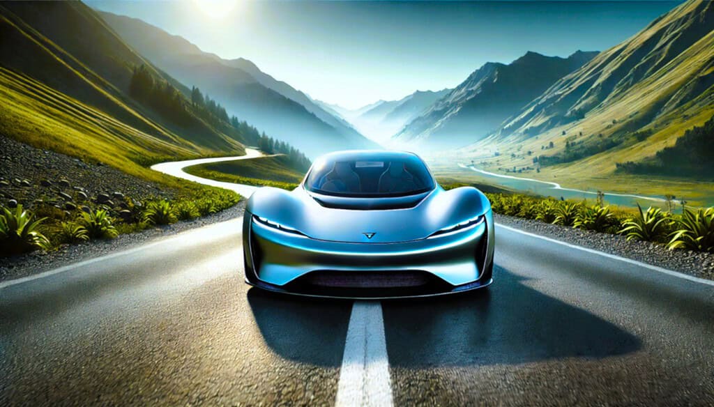 electric car in mountains