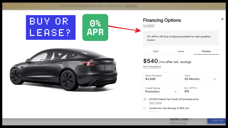0% APR on Tesla Model 3