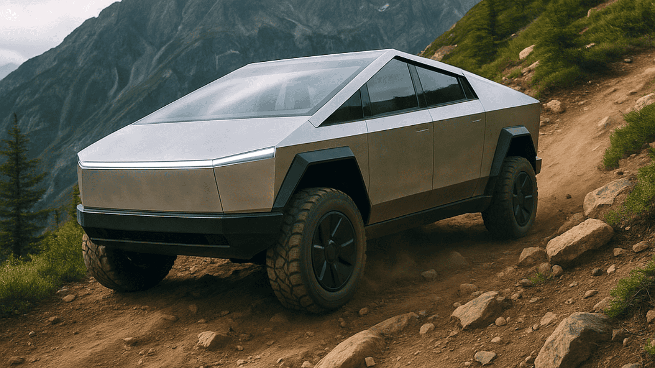 Tesla Cybertruck on Mountain