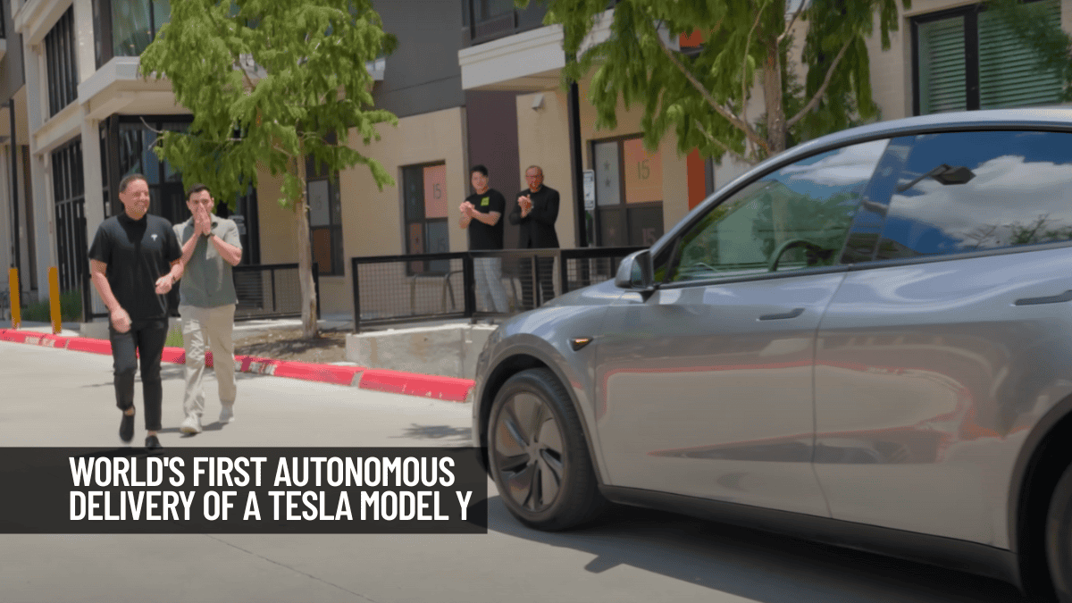 World's First Autonomous Delivery of a Tesla model y