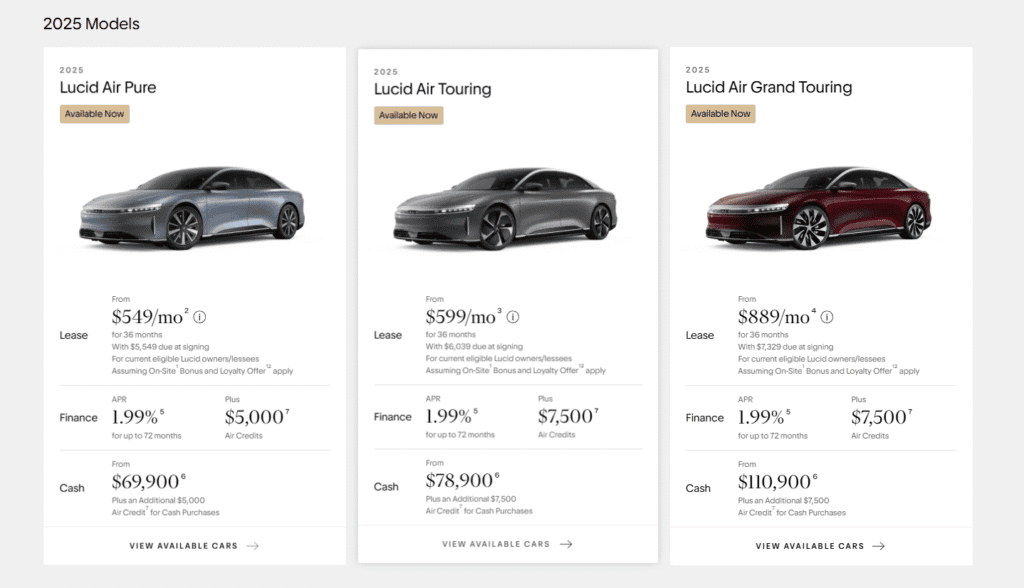 Lucid air evs discounts this july