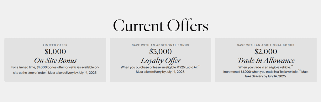 Lucid motors offers
