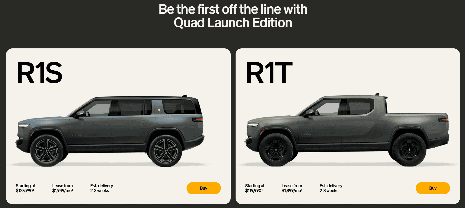 Rivain R1S & R1T Price